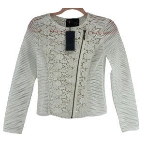 NWT Eros Apparel Women’s Size Small White Floral Lace Mesh Jacket